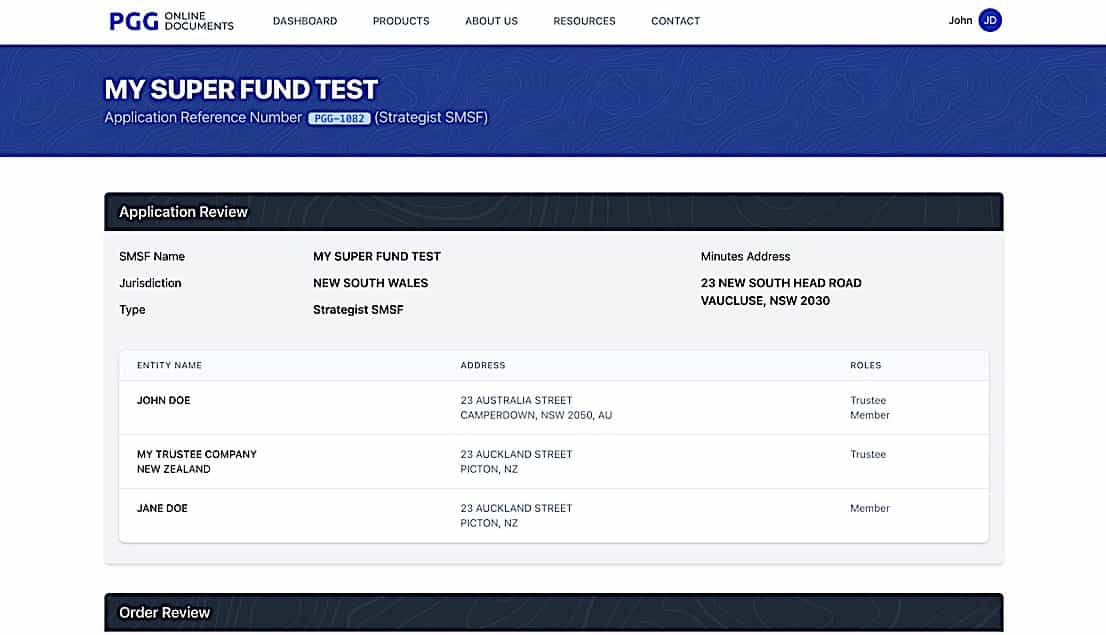 SMSF Establishment - SMSF Review 1 screen