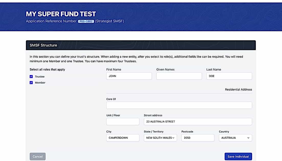 SMSF Establishment - SMSF Structure 1 screen